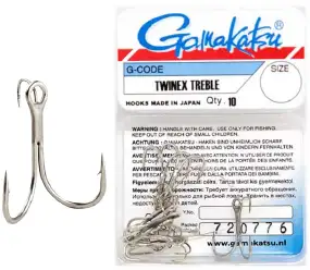 Тройник Gamakatsu Twinex Treble №04 (10шт/уп) ц:nickel