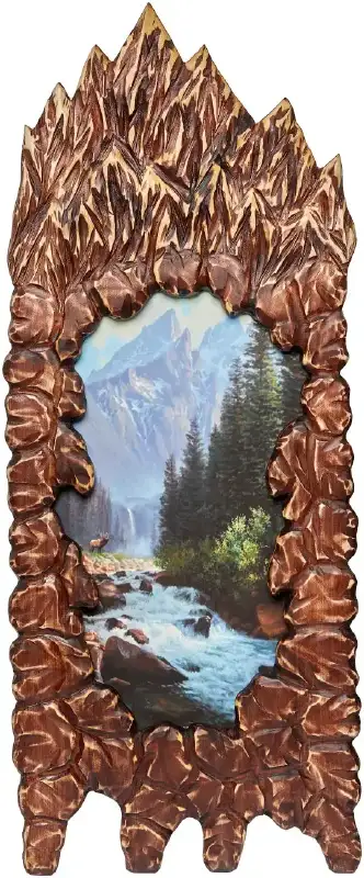 Картина "Олень і водоспад" в різьбленій рамці
