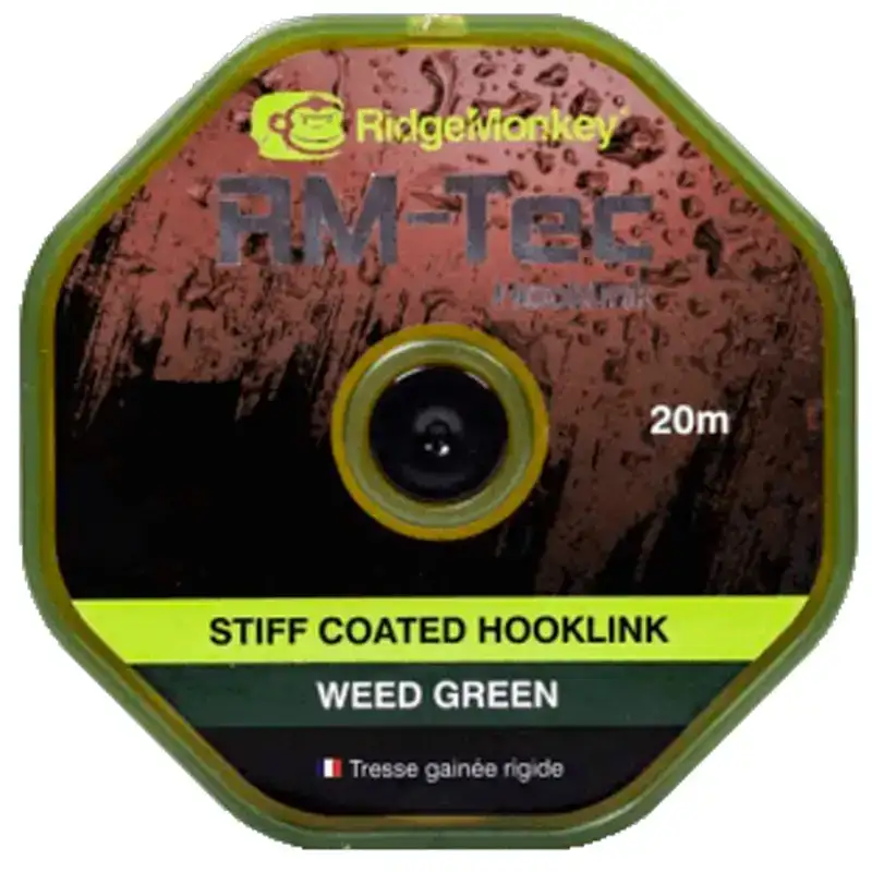 Поводковый материал RidgeMonkey RM-Tec Stiff Coated Hooklink Weed Green 25lb 20м