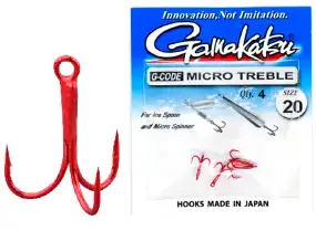 Тройник Gamakatsu Micro Treble Red №18 (4шт/уп) ц:red