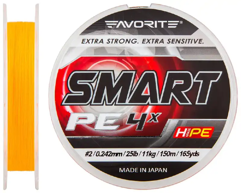 Шнур Favorite Smart PE 4x 150м (оранж.) #2.0/0.242мм 11кг