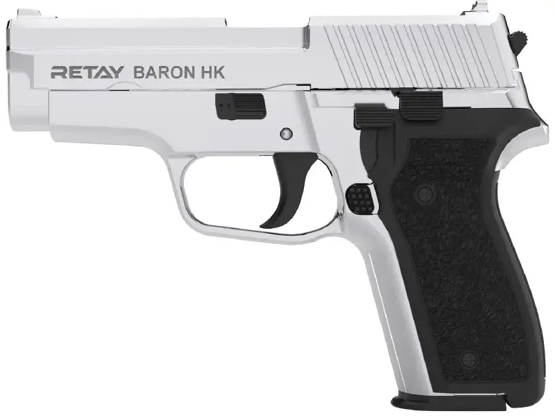 Пистолет стартовый Retay Baron HK кал. 9 мм. Цвет - nickel.