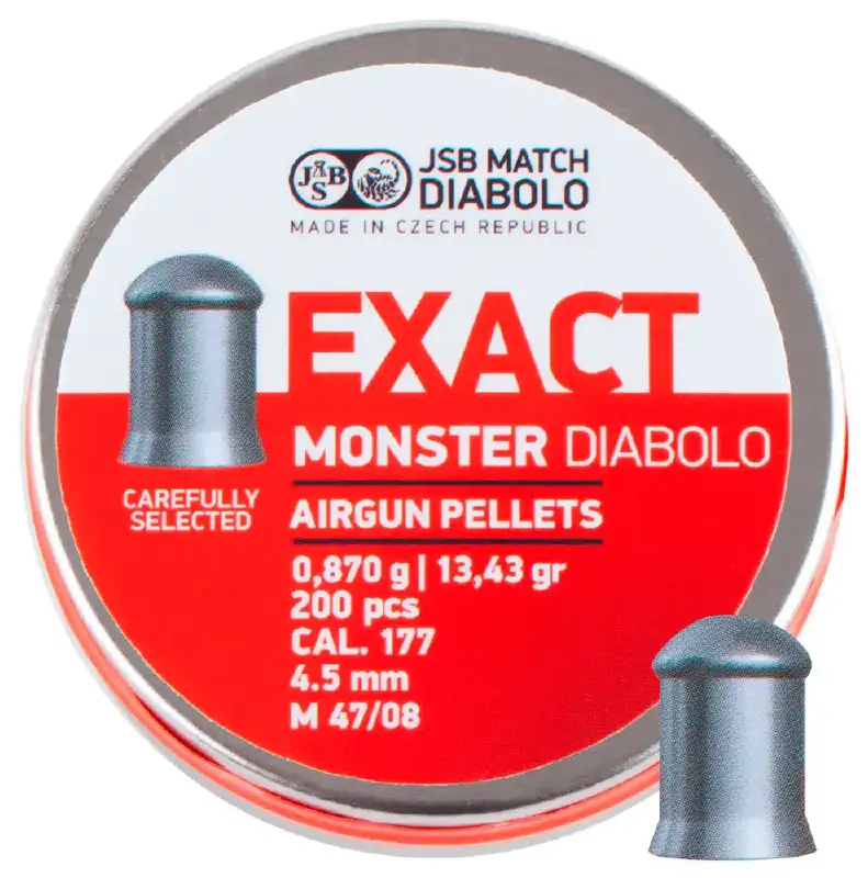 Кулі пневм JSB Diabolo Exact Monster. Кал. 4.52 мм. Вага - 0.87 г. 200 шт/уп