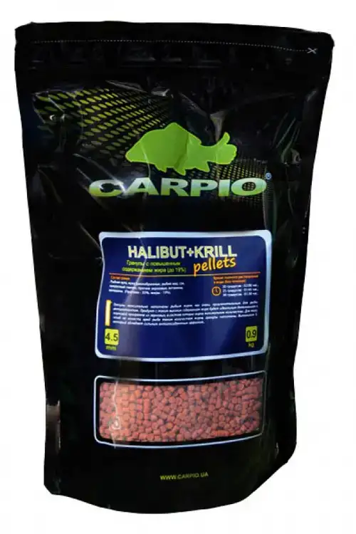 Пелети Carpio Halibut+Krill 4.5mm 0.9kg