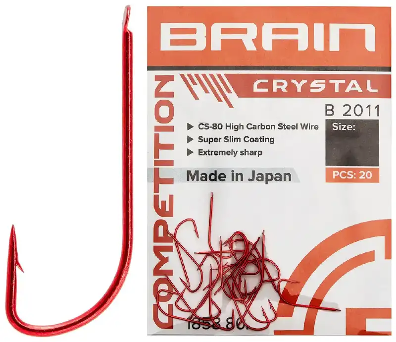 Крючок Brain Crystal B2011 #14 (20 шт/уп) ц:red