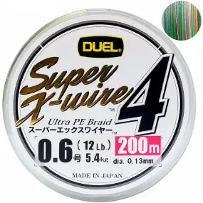 Шнур Duel Super X-Wire 4 200m #0.6/0.13mm 12lb/5.4kg ц:5 color