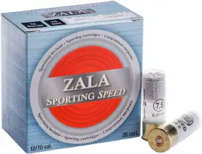 Патрон Zala Arms Sporting SPEED кал. 12/70 дріб № 7,5 (2,4 мм) наважка 28 г. Початкова швидкість 420 м/с. 25 шт/уп.