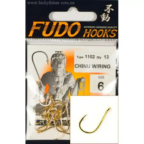 Крючок Fudo Chinu W/Ring GD №8