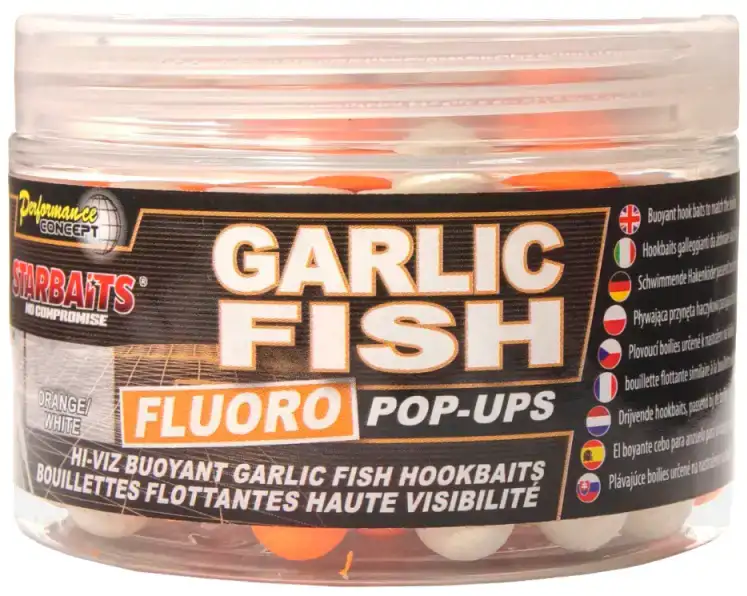 Бойли Starbaits Concept Fluo Pop Ups Garlic Fish 14mm 80g