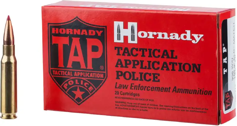 Патрон Hornady Law Enforcement ELD Match TAP AR кал .308 Win куля ELD-Match TAP AR маса 168 гран (10.9 г)
