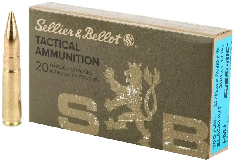 Патрон Sellier & Bellot Subsonic кал. 300 Whisper Blackout пуля FMJ масса 13 г/200 гр