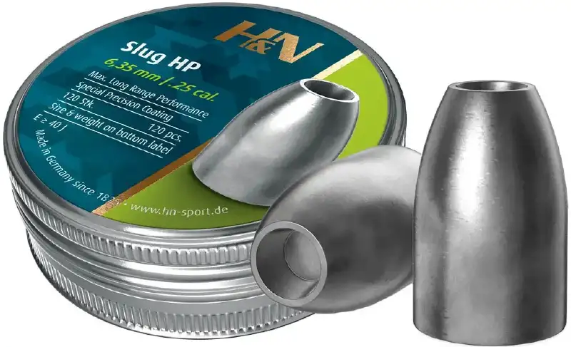 Кулі пневматичні H&N Slug HP кал. 6.35 мм. Вага - 1.81 грама. 120 шт/уп