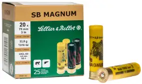 Патрон Sellier & Bellot MAGNUM кал. 20/76 дріб № 1 (4 мм) наважка 33,5 г