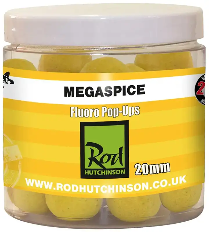 Бойлы Rod Hutchinson Fluoro Pop Ups Megaspice with Natural Ultimate Spice Blend 20mm