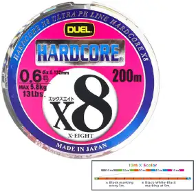 Шнур Duel Hardcore X8 300m #3.0/0.296mm 50lb/23.0kg к:multi color