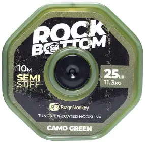 Поводковый материал RidgeMonkey Connexion Rock Bottom Tungsten Semi Stiff Coated Hooklink Camo Green 10m 25lb