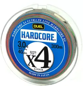 Шнур Duel Hardcore X4 300m #3.0/0.25mm 40lb/19kg ц:multi color