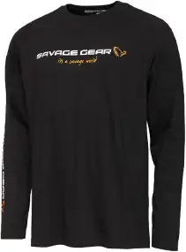 Реглан Savage Gear Signature Logo Long Sleeve T-Shirt XL Black Caviar