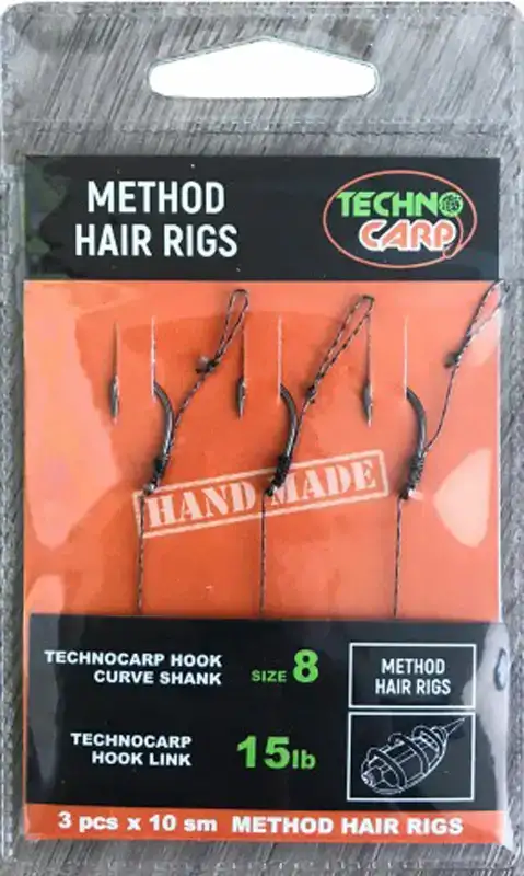 Поводок карповый Технокарп Method Hair Rigs with bait Spikes 15lb Wide Gape №10 (2шт/уп)