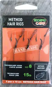 Поводок карповый Технокарп Method Hair Rigs with bait Spikes 15lb Wide Gape №10 (2шт/уп)