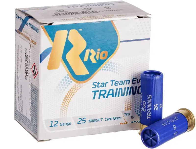 Патрон RIO Star Team EVO Training кал. 12/70 дробь № 8 (2,25 мм) навеска 24 г нач. скорость 400 м/с