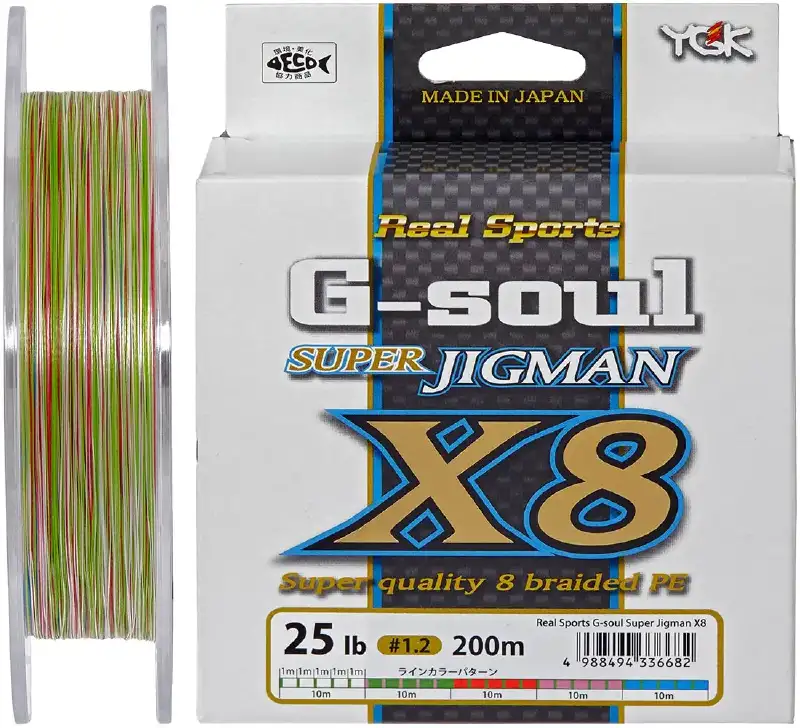 Шнур YGK Super Jig Man X8 200m (мультіколор) #2.0/0.242mm 35lb