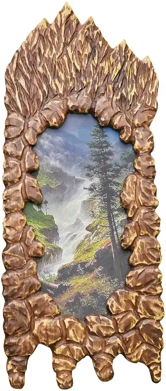 Картина "Водопад в горах" в резной рамке