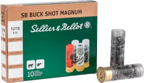 Патрон Sellier & Bellot BUCK SHOT MAGNUM кал. 12/76 картечь 8,43 мм навеска 53 г (без контейнера)