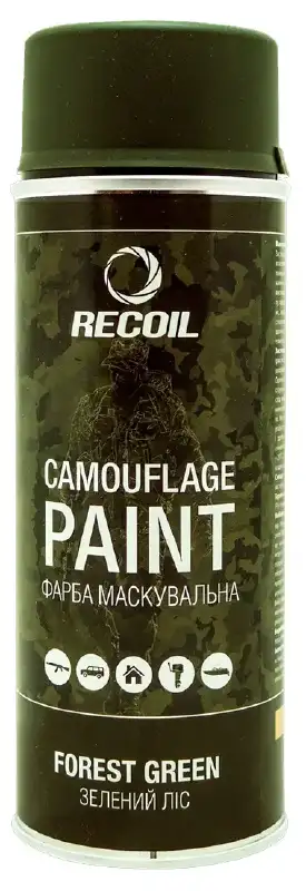 Краска маскировочная аэрозольная RecOil. Цвет - зеленый лес. Объем - 400 мл