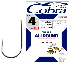 Крючок с поводком Cobra Allround CNA101 70см (10шт)