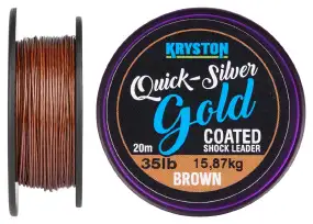 Шоклидер Kryston Quicksilver Gold Coated Shock Leader/Hook link 20m 45lb ц:gravel brown