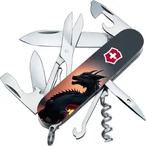 Нож VICTORINOX 1.3703.3_Z3270p Swiss Army Climber Zodiac Дракон в солнечных лучах
