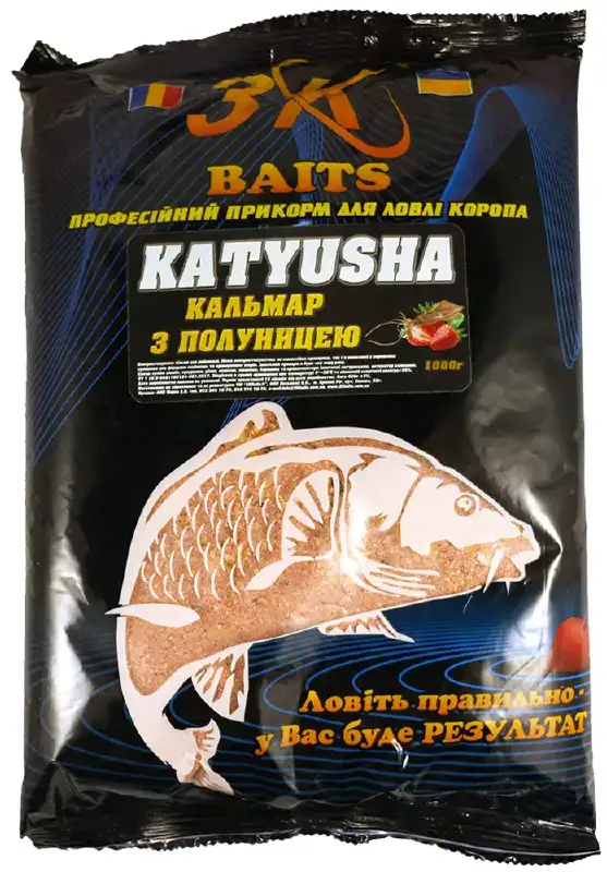 Суха суміш 3KBaits Katyusha (кальмар-полуниця) 1кг