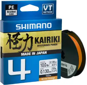 Шнур Shimano Kairiki 4 PE (Hi-Vis Orange) 150m 0.23mm 18.6kg