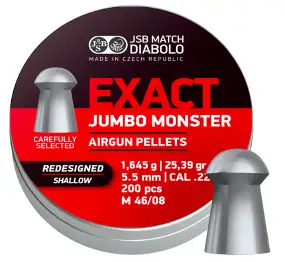 Пули пневматические JSB Diabolo Exact Jumbo Monster Redesigned SHALLOW кал. 5,5 мм 1,645 г 200 шт/уп