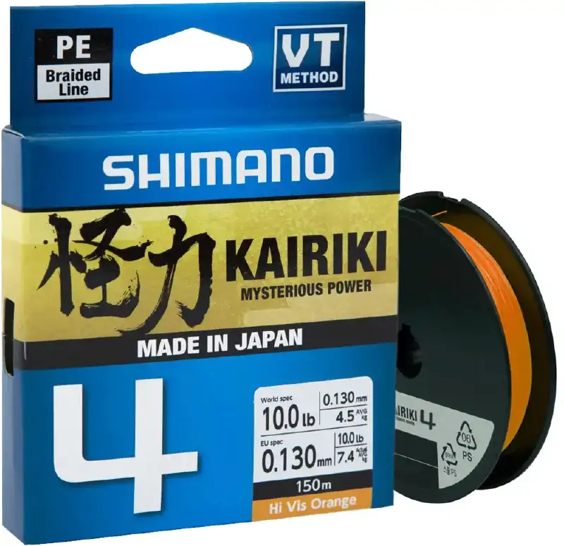 Шнур Shimano Kairiki 4 PE (Hi-Vis Orange) 150m 0.16mm 8.1kg