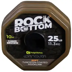 Поводковый материал RidgeMonkey Rock Bottom Tungsten Coated Soft 10m 25lb/11.3kg ц:camo brown
