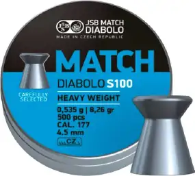 Пули пневматические JSB Diabolo Match S 100. Кал. 4.5 мм. Вес - 0.53 г. 500 шт/уп