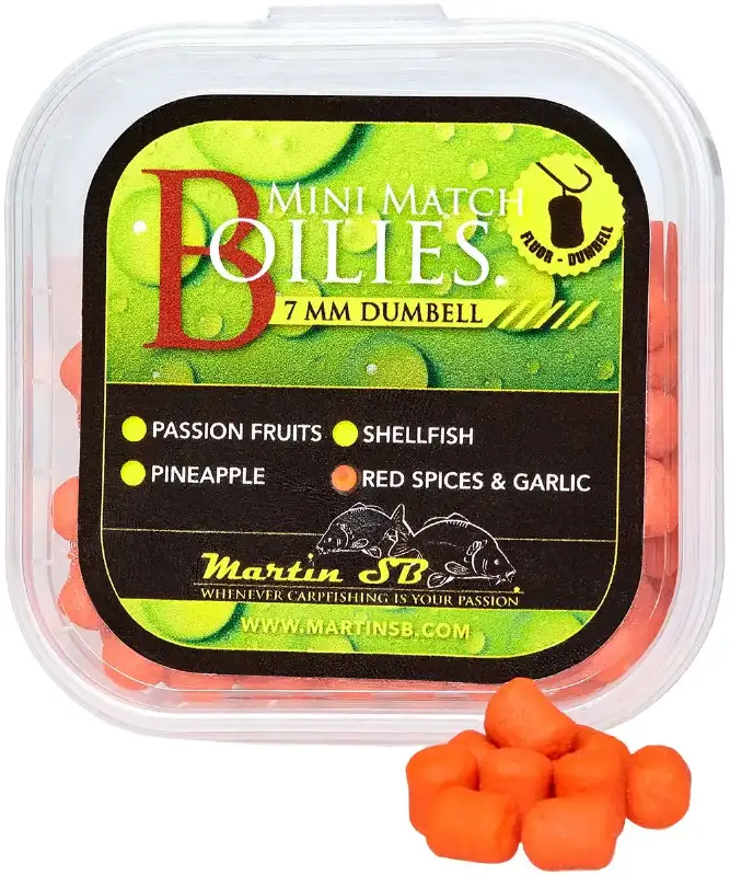 Бойлы Martin SB Mini Match Boilies Fluor Dumbell Red Spices & Garlic 7mm