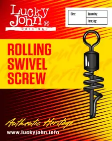 Вертлюжок с застежкой Lucky John Roling Swivel Screw №10 14кг (10шт/уп)