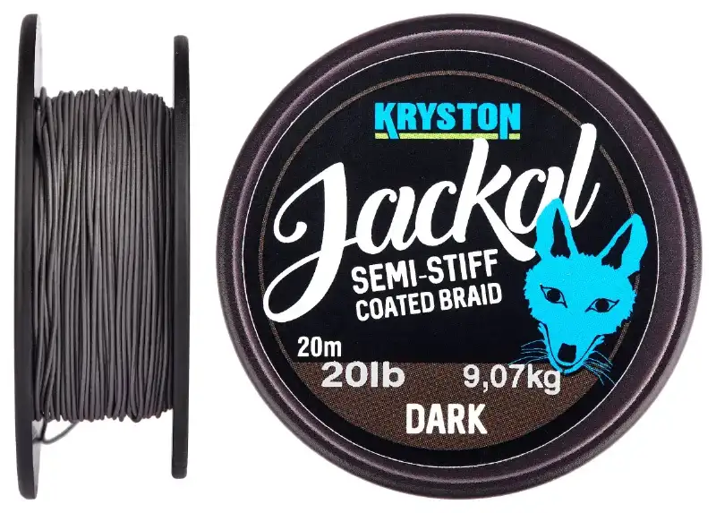 Поводковый материал Kryston Jackal Semi-Stiff Coated Braid 20m 20lb ц:dark silt