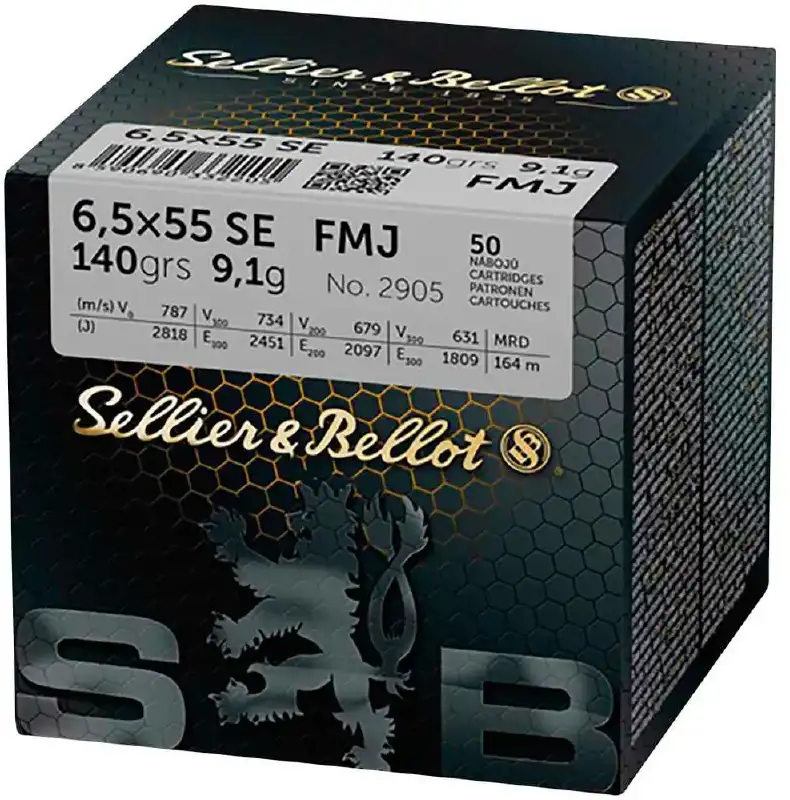 Патрон Sellier & Bellot кал. 6.5x55  пуля FMJ масса 9,1 г/ 124 гр