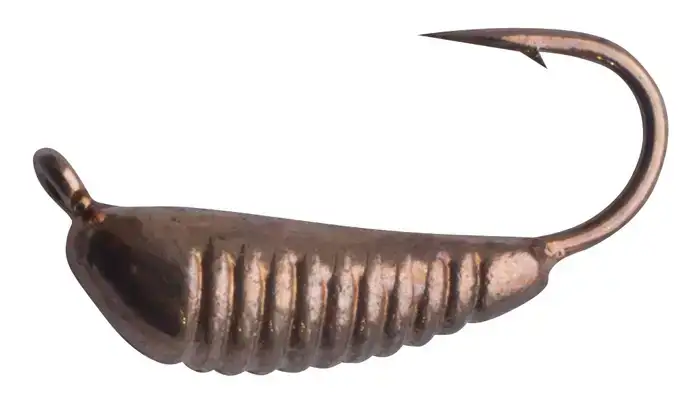 Мормышка вольфрамовая Shark Супер-банан с насечкой 0,35г диам. 3,0 мм крючок D16 гальваника ц:медь