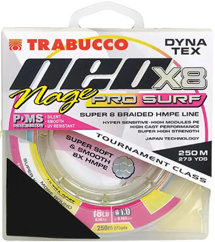 Шнур Trabucco Dyna-Tex Neo 8X Nage Surf 250m (мультиколор) #0.4/0.100mm 10lb/4.54kg