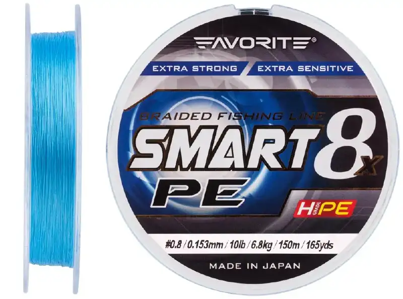 Шнур Favorite Smart PE 8x 150м (sky blue) #0.8/0.153 mm 10lb/6.8 kg