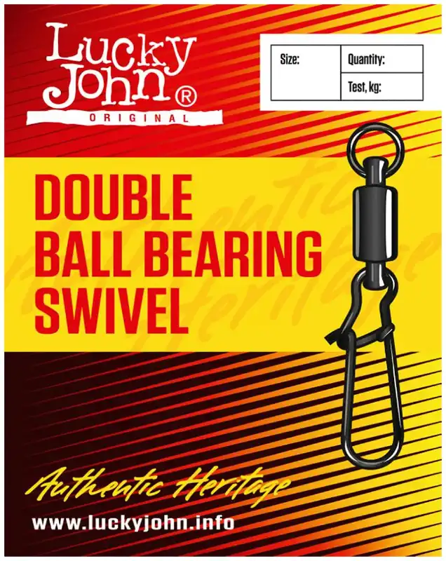 Вертлюжок с застежкой Lucky John Double Ball Bearing Swivel №5 40кг (3шт/уп)