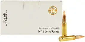 Патрон STS кал .308 Win пуля Sierra MK M118LR масса 175 гр (11.34 г) 