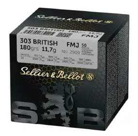 Патрон Sellier & Bellot кал. 303 British куля FMJ маса 11,7 г/180 гр