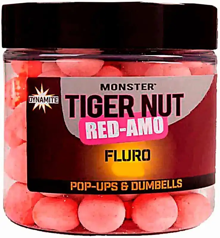 Бойлы Dynamite Baits Fluro Pop-Ups & Dumbells Monster Tigernut Red Amo 10mm