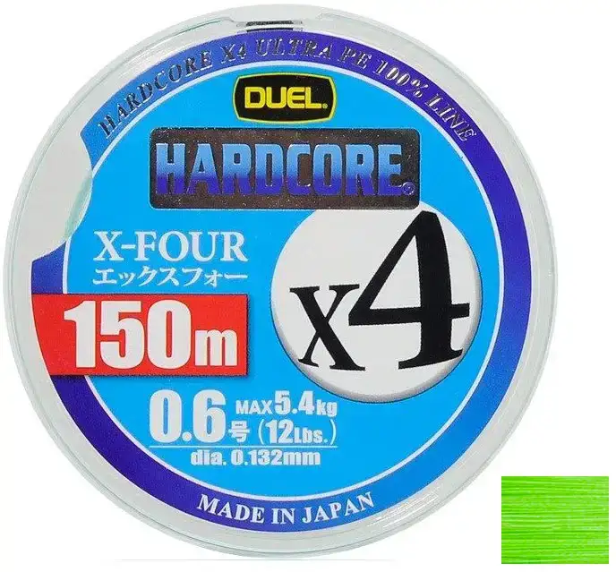 Шнур Duel Hardcore X4 200m #0.6/0.132mm 12lb/5.4kg ц:green